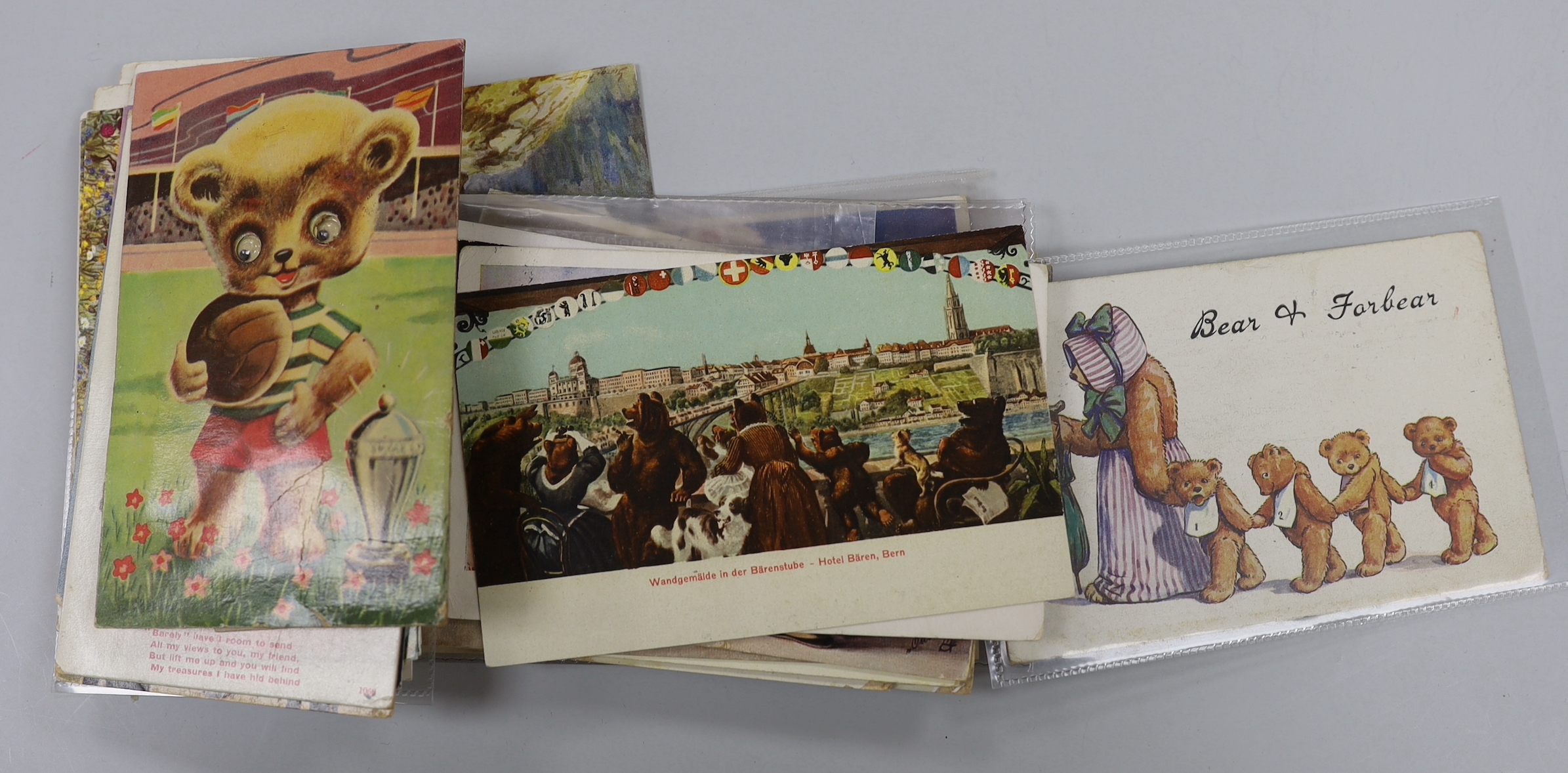 A large quantity of early teddy bear postcards